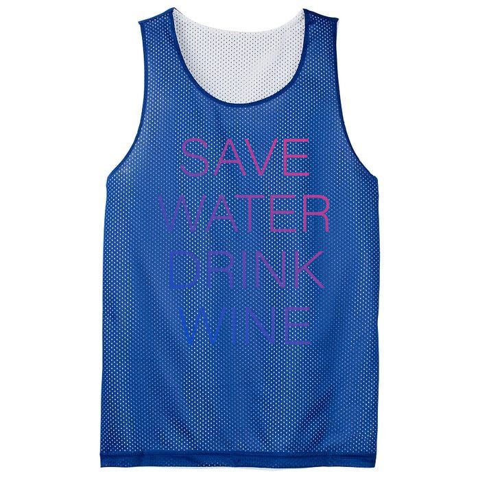 Save Water Wine Typographic Great Gift Mesh Reversible Basketball Jersey Tank