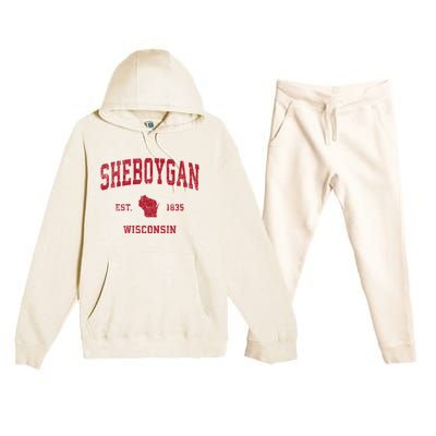 Sheboygan Wisconsin Wi Vintage Sports Premium Hooded Sweatsuit Set