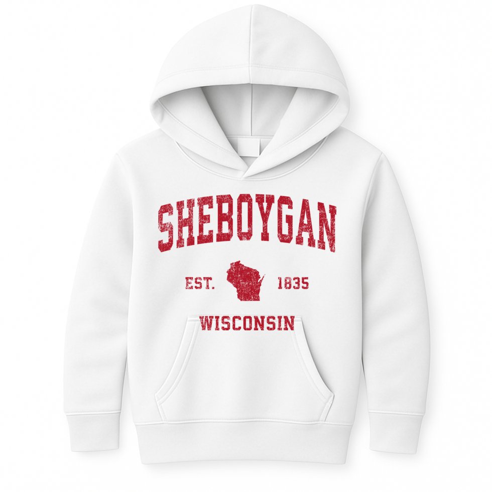 Sheboygan Wisconsin Wi Vintage Sports Kids Hoodie