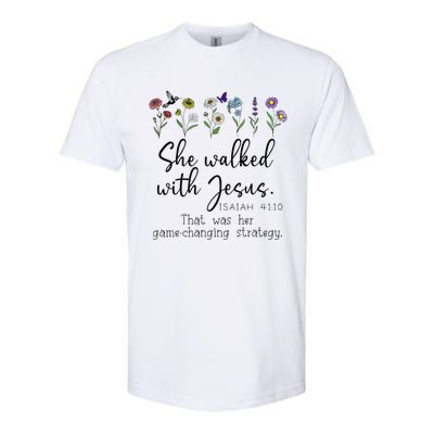 She Walked With Jesus That Was Her Game Changing Strategy Softstyle® CVC T-Shirt