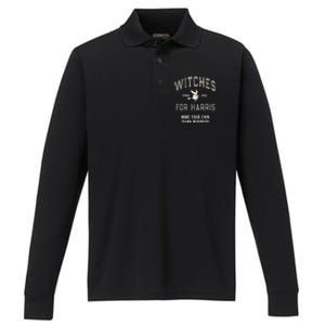 Spooky Witchy Witches For Kamala Harris Voting Club Myodb Performance Long Sleeve Polo