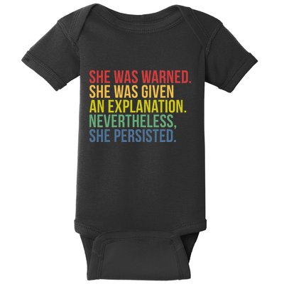 She Was Warned. Nevertheless She Persisted Baby Bodysuit