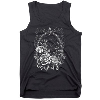 Spider Web With Frame And Roses Halloween Goth Nature Witch Tank Top