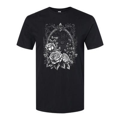 Spider Web With Frame And Roses Halloween Goth Nature Witch Softstyle® CVC T-Shirt