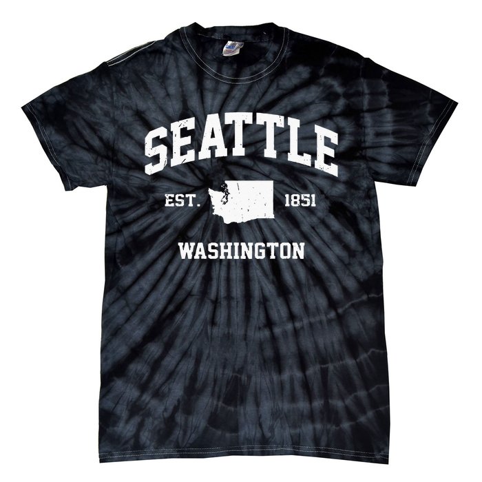 Seattle Washington WA Vintage State Athletic Style Tie-Dye T-Shirt