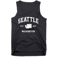 Seattle Washington WA Vintage State Athletic Style Tank Top