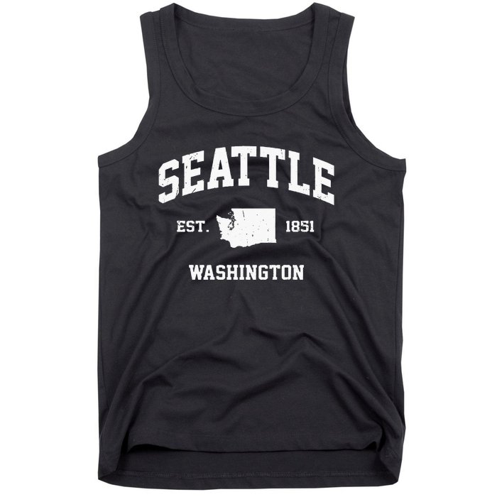 Seattle Washington WA Vintage State Athletic Style Tank Top