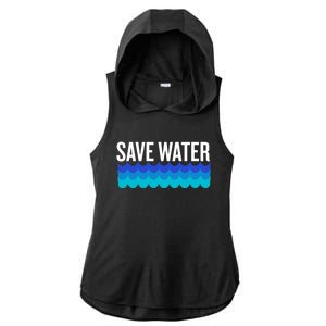 Save Water With Blue Wave Graphic For Climate Change Gift Ladies PosiCharge Tri-Blend Wicking Draft Hoodie Tank