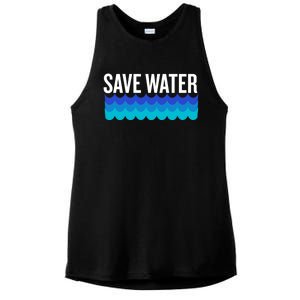 Save Water With Blue Wave Graphic For Climate Change Gift Ladies PosiCharge Tri-Blend Wicking Tank