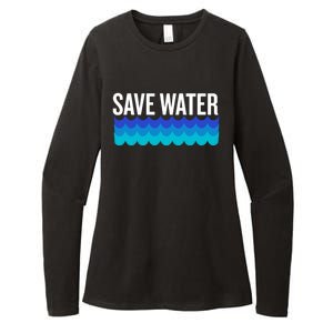 Save Water With Blue Wave Graphic For Climate Change Gift Womens CVC Long Sleeve Shirt