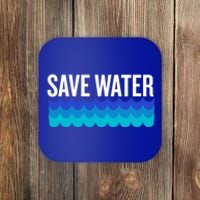 Save Water With Blue Wave Graphic For Climate Change Gift Coaster