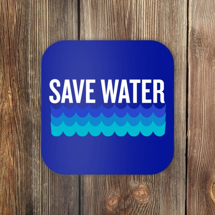 Save Water With Blue Wave Graphic For Climate Change Gift Coaster