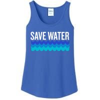 Save Water With Blue Wave Graphic For Climate Change Gift Ladies Essential Tank