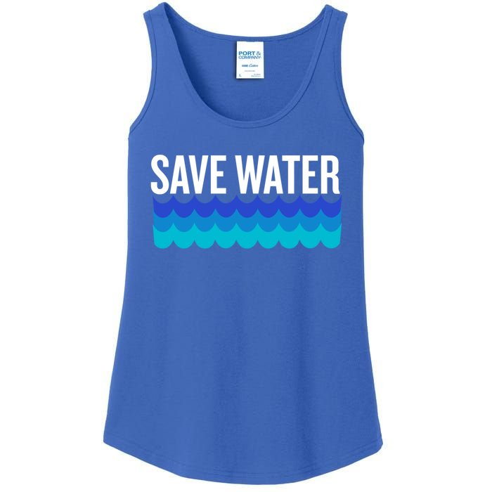 Save Water With Blue Wave Graphic For Climate Change Gift Ladies Essential Tank