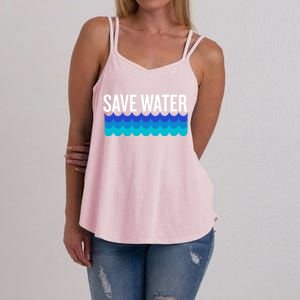 Save Water With Blue Wave Graphic For Climate Change Gift Women's Strappy Tank