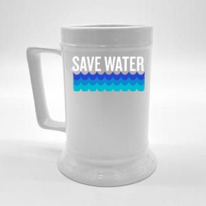 Save Water With Blue Wave Graphic For Climate Change Gift Beer Stein