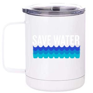 Save Water With Blue Wave Graphic For Climate Change Gift 12 oz Stainless Steel Tumbler Cup