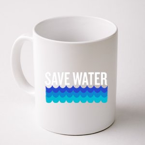 Save Water With Blue Wave Graphic For Climate Change Gift Coffee Mug