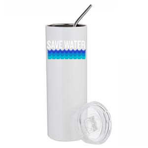 Save Water With Blue Wave Graphic For Climate Change Gift Stainless Steel Tumbler