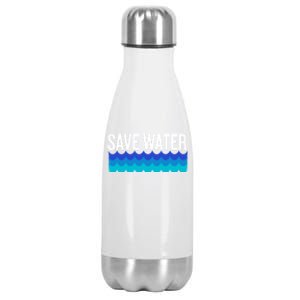 Save Water With Blue Wave Graphic For Climate Change Gift Stainless Steel Insulated Water Bottle