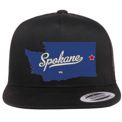 Spokane Washington Wa Map Flat Bill Trucker Hat