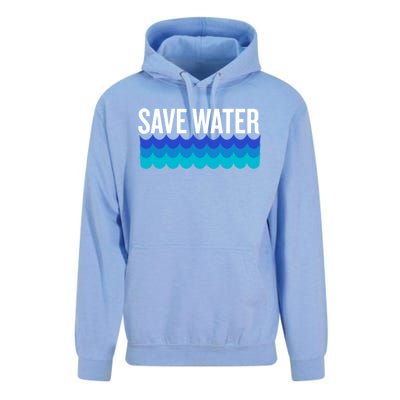 Save Water With Blue Wave Graphic For Climate Change Gift Unisex Surf Hoodie