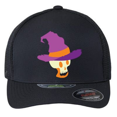 Skeleton With Witches Hat Gift Flexfit Unipanel Trucker Cap