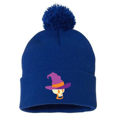 Skeleton With Witches Hat Gift Pom Pom 12in Knit Beanie