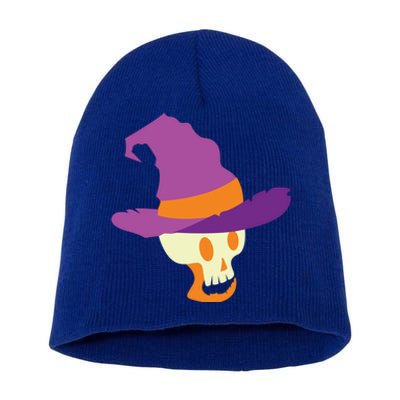 Skeleton With Witches Hat Gift Short Acrylic Beanie