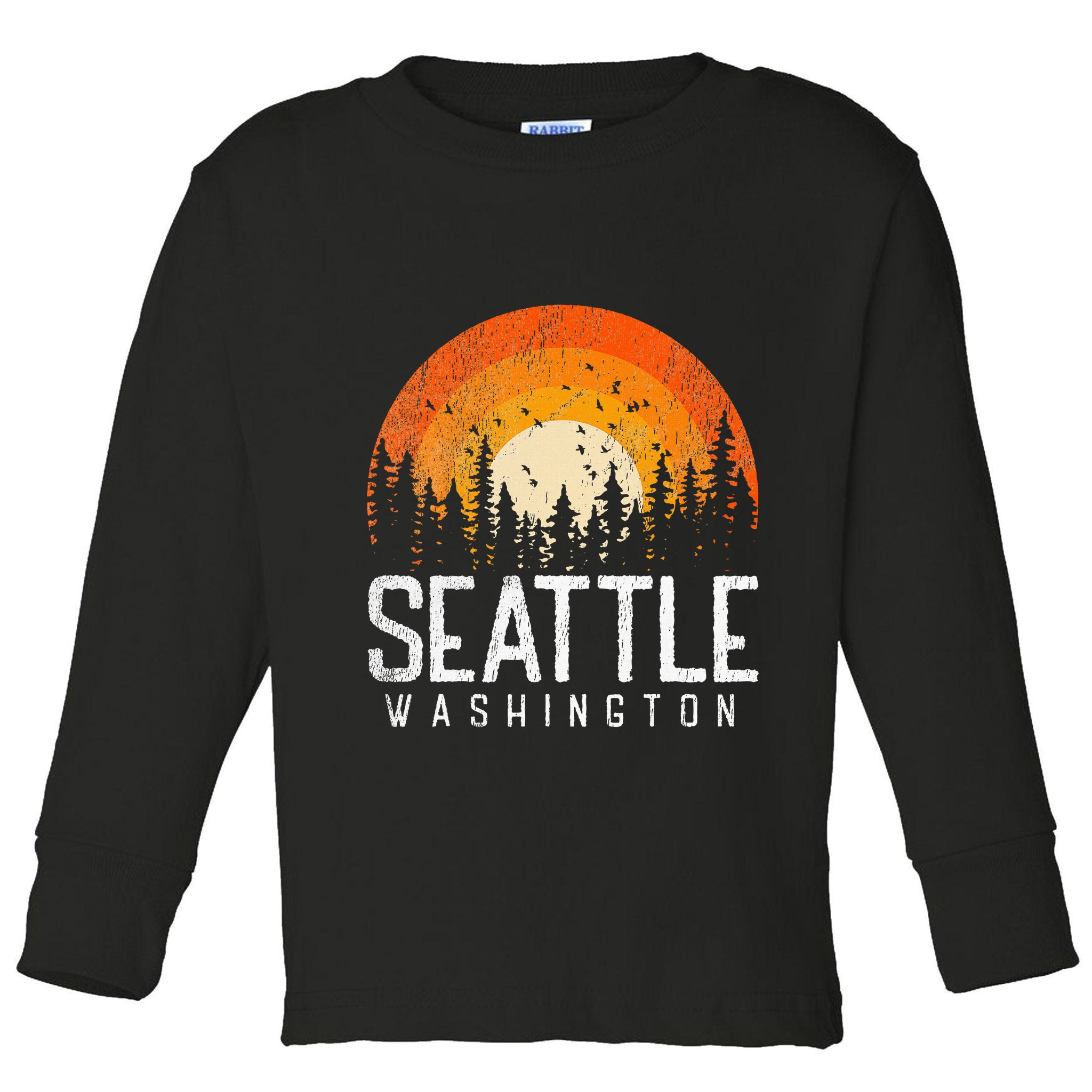 Seattle Washington Wa Retro Vintage 70s 80s 90s Gift Toddler Long Sleeve Shirt