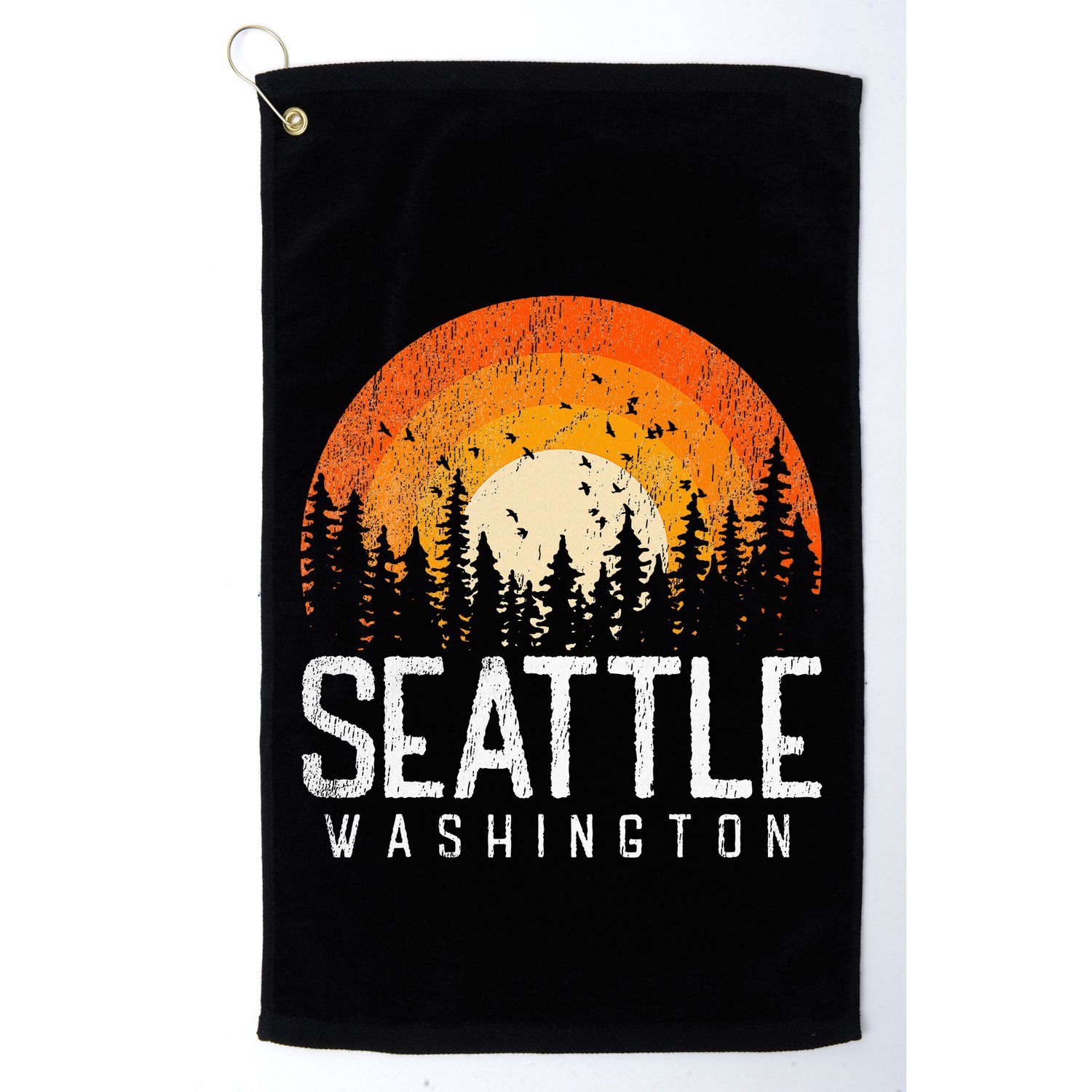 Seattle Washington Wa Retro Vintage 70s 80s 90s Gift Golf Towel