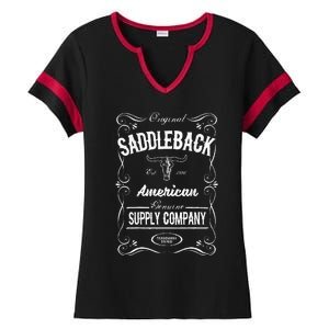 Saddleback Western White Logo Lightweight Graphic Ladies Halftime Notch Neck Tee