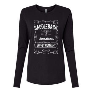 Saddleback Western White Logo Lightweight Graphic Womens Cotton Relaxed Long Sleeve T-Shirt