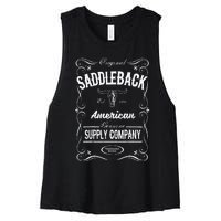 Saddleback Western White Logo Lightweight Graphic Women's Racerback Cropped Tank