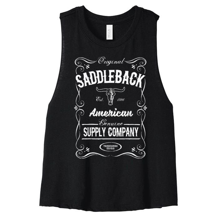 Saddleback Western White Logo Lightweight Graphic Women's Racerback Cropped Tank