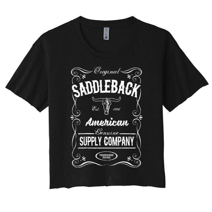 Saddleback Western White Logo Lightweight Graphic Women's Crop Top Tee