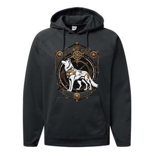 Steampunk Wolf White Crest Wolves Evolve Performance Fleece Hoodie