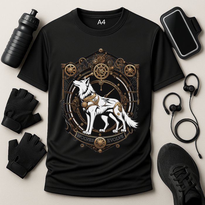Steampunk Wolf White Crest Wolves Evolve Cooling Performance Crew T-Shirt