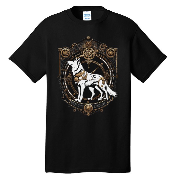 Steampunk Wolf White Crest Wolves Evolve Tall T-Shirt