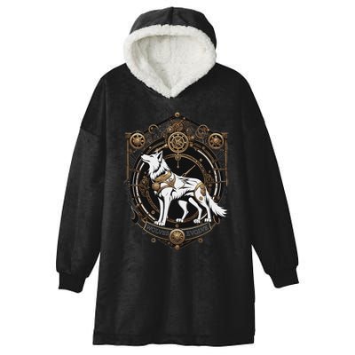 Steampunk Wolf White Crest Wolves Evolve Hooded Wearable Blanket