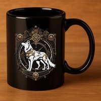 Steampunk Wolf White Crest Wolves Evolve 11oz C Handle Ceramic Mug