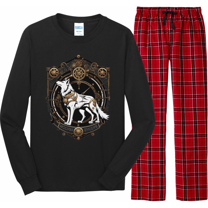 Steampunk Wolf White Crest Wolves Evolve Long Sleeve Pajama Set