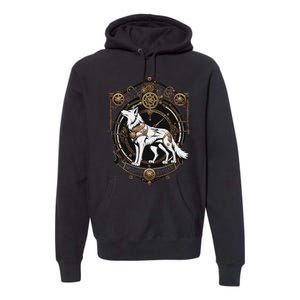 Steampunk Wolf White Crest Wolves Evolve Premium Hoodie