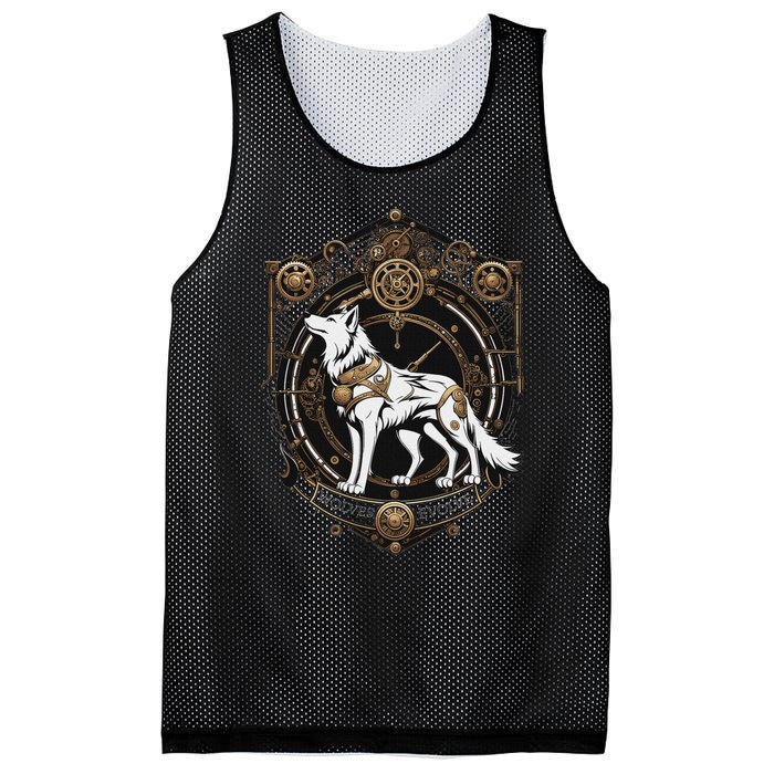 Steampunk Wolf White Crest Wolves Evolve Mesh Reversible Basketball Jersey Tank