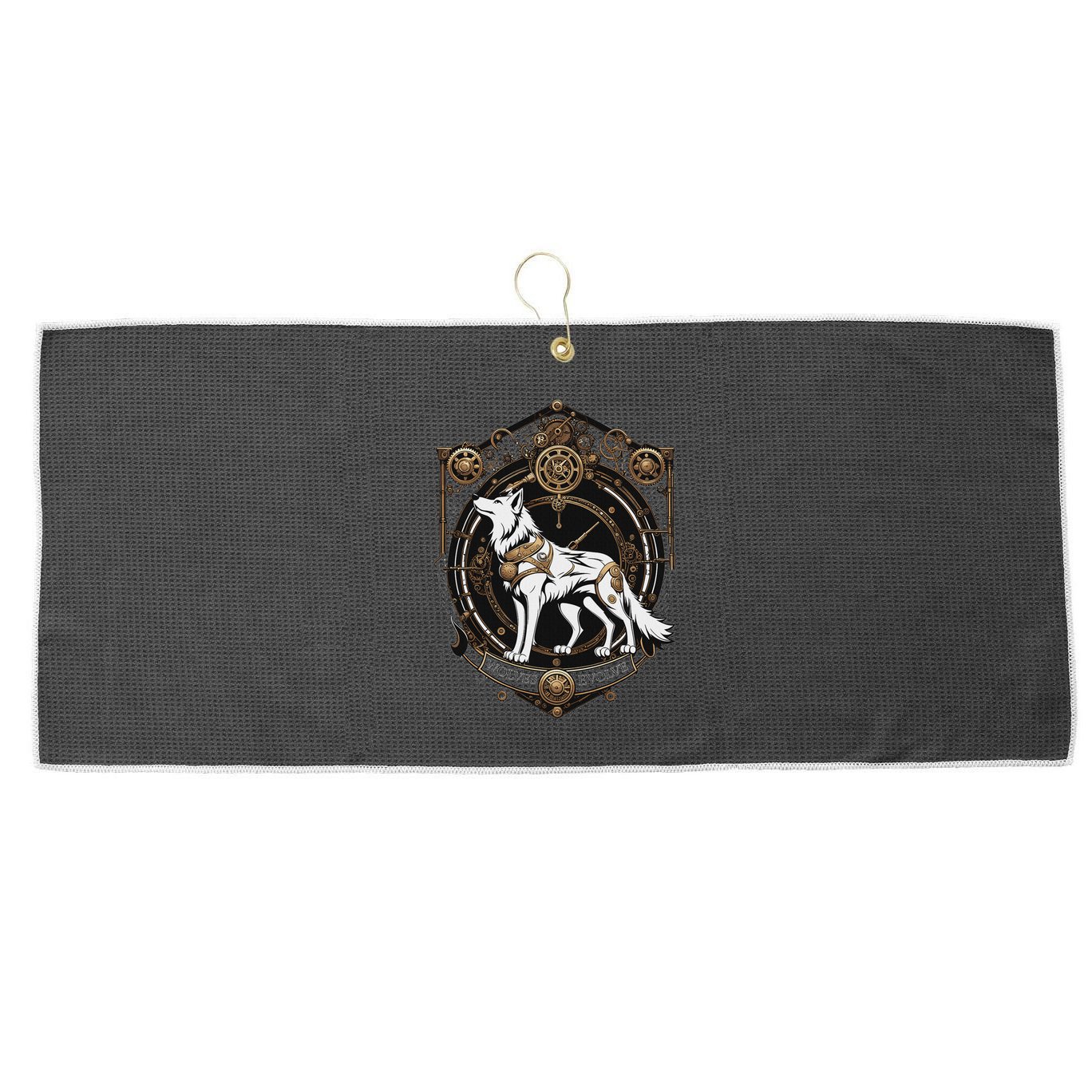Steampunk Wolf White Crest Wolves Evolve Large Microfiber Waffle Golf Towel