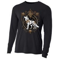 Steampunk Wolf White Crest Wolves Evolve Cooling Performance Long Sleeve Crew