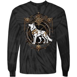 Steampunk Wolf White Crest Wolves Evolve Tie-Dye Long Sleeve Shirt