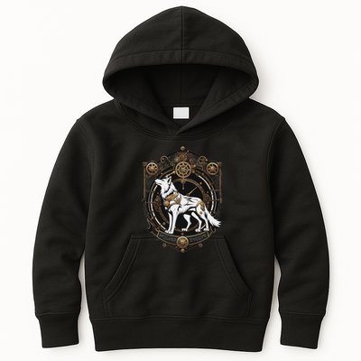 Steampunk Wolf White Crest Wolves Evolve Kids Hoodie