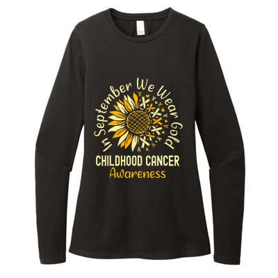 September We Wear Gold Sunflower Childhood Cancer Awareness Womens CVC Long Sleeve Shirt