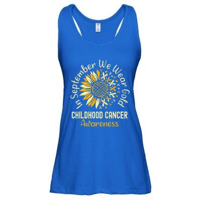 September We Wear Gold Sunflower Childhood Cancer Awareness Ladies Essential Flowy Tank